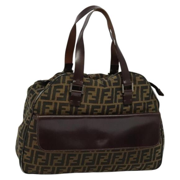 FENDI Zucca Canvas Hand Bag Black Brown - Picture 1 of 12